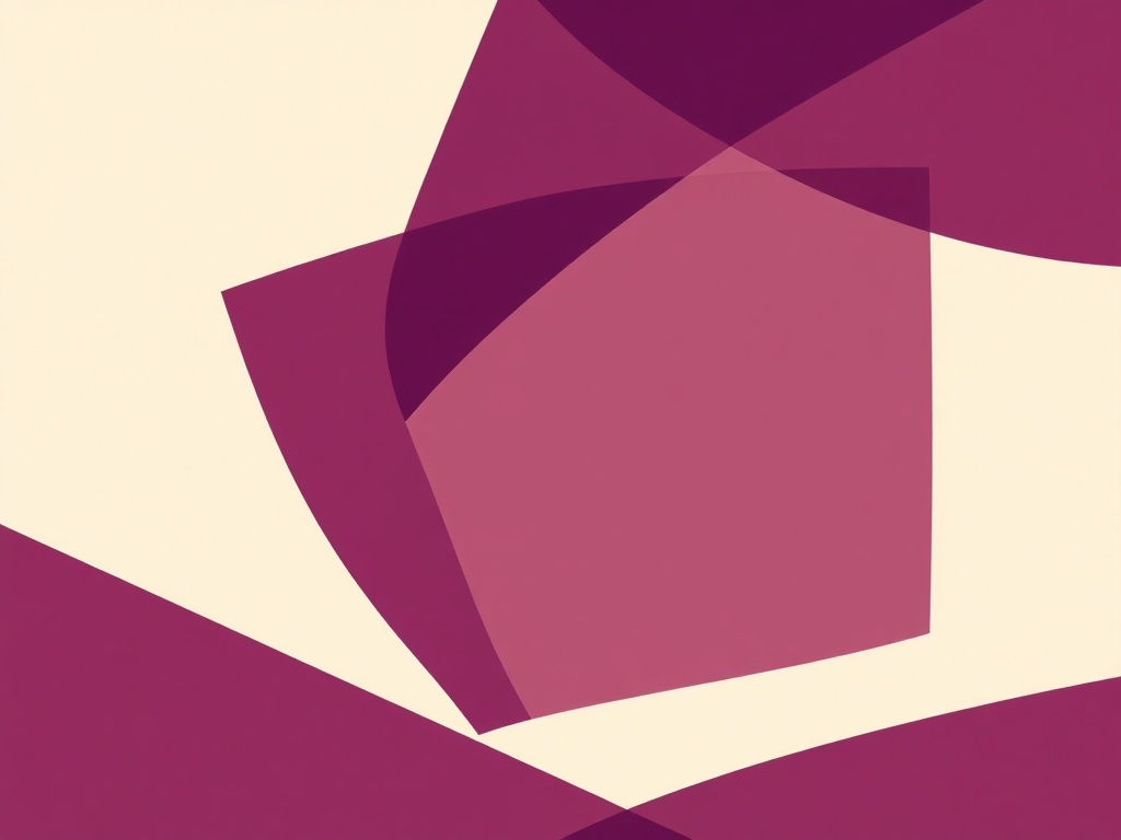 Abstrakte redaktionelle Illustration überlappender Flächen in Aubergine, Sinnbild für mehrschichtigen Versicherungsschutz